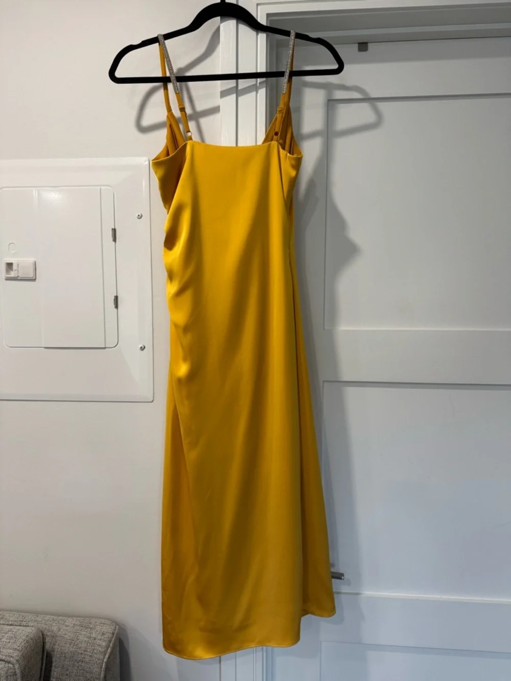 Satin Midi Dress with Jewel Trim Straps - Small - Picture 6 of 6